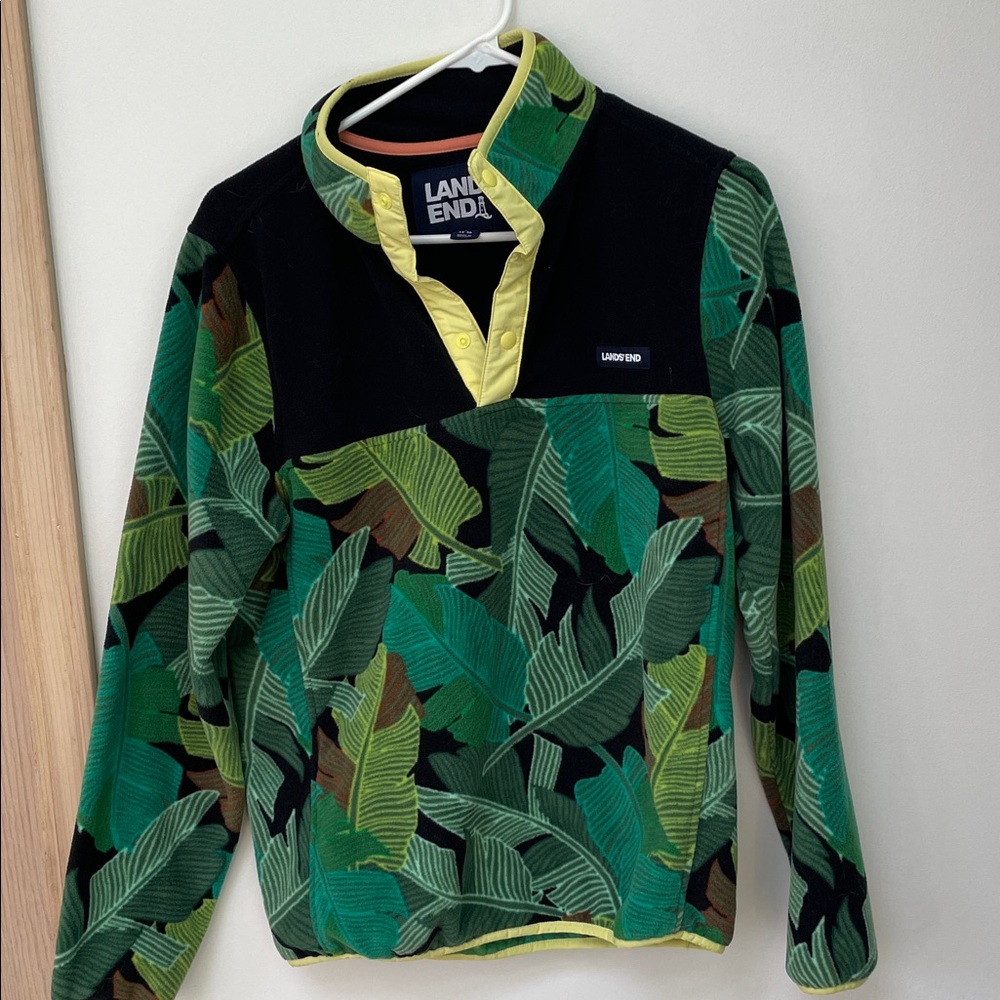 Lands' End Tropical Leaf Print Fleece